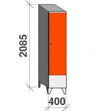 Riidekapp 1x400 2085x400x545, lühike uks, kaldkatusega