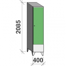 Skåp 1x400, 2085x400x545 kort dörr, sluttande topp, separationsvägg