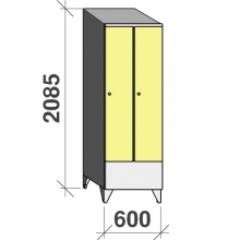 Vaatekaappi 2:lla ovella 2085x600x545 lyhytovinen, viistokatolla