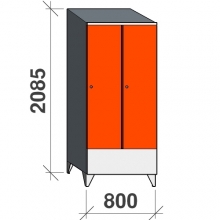 Vaatekaappi 2:lla ovella 2085x800x545 lyhytovinen, viistokatolla