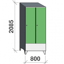 Riidekapp 2x400 2085x800x545, lühike uks, vahesein, kaldkatusega