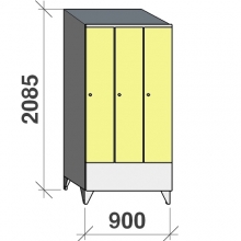 Skåp 3x300, 2085x900x545 kort dörr, sluttande topp