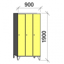 Riidekapp 3x300, 1900x900x545, pikk uks