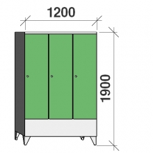 Riidekapp 3x400, 1900x1200x545, vaheseinaga