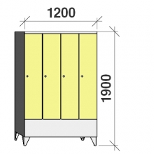 Klädskåp 4x300, 1900x1200x545 , kort dörrar