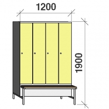 Locker with a bench, 4x300 1900x1200x830