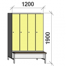 Riidekapp pingiga, 4x300 1900x1200x830