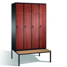 4-door locker with bench, 2090x1190x815, MDF doors