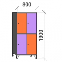 2-Tier locker, 4 doors, 1900x800x545 mm