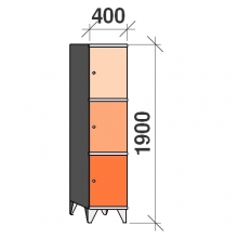 3-Tier locker, 3 doors, 1900x400x545 mm