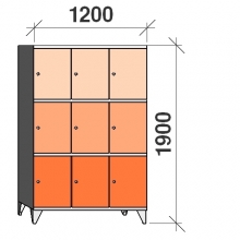 3-Tier locker, 9 doors, 1900x1200x545 mm