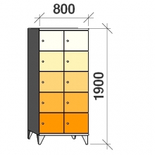 5-Tier locker,10 doors, 1900x800x545 mm