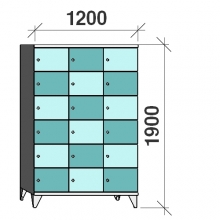 6-Tier locker, 18 doors, 1900x1200x545 mm