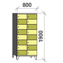 8-Tier locker,16 doors, 1900x800x545 mm