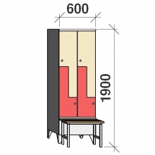 Z-locker 1900x600x845, 4 doors, with bench